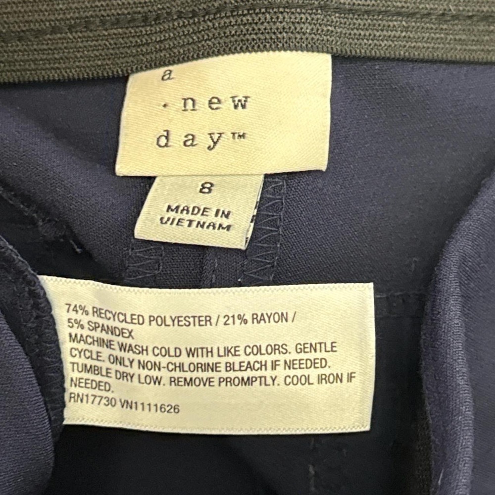 A New Day Navy Blue High Rise Skinny Ankle Stretch Pants Elastic Waist - Picture 7 of 8